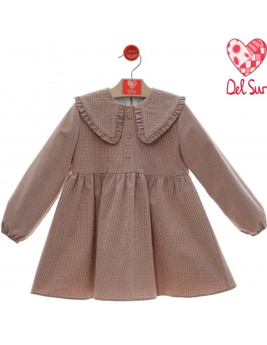 Vestido Infantil Del Sur Art.5182 "Familia Claqué" Vichy Rosa Empolvado