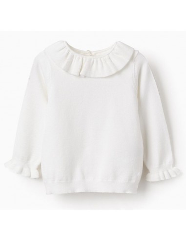 Ls Sweater Knit White ZY24022