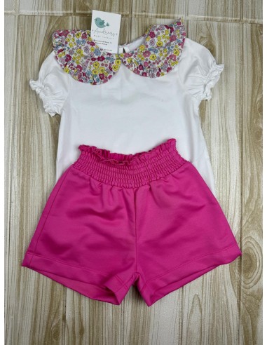 Conjunto Short Camisa Cuello Flores ref 7