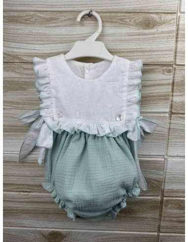 Pelele Cuerpo Babero Borado Bambula Verde 26119