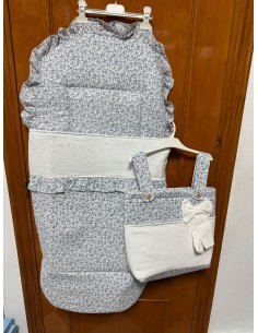 Saco + Bolso Flores Bambula Blanco