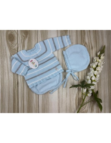 Conjunto Lana 9752 Celeste/Gris/Blanco