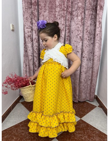 Vestido Flamenca Daniela Amarillo Lunar Lila 01