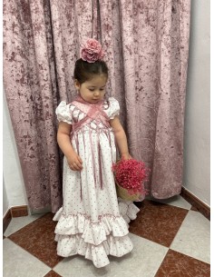 Vestido Flamenca Daniela Blanco Lunar Maquillaje 02