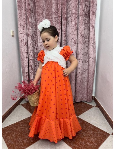 Vestido Flamenca Modelo Idalia Naranja
