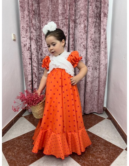 Vestido Flamenca Modelo Idalia Naranja