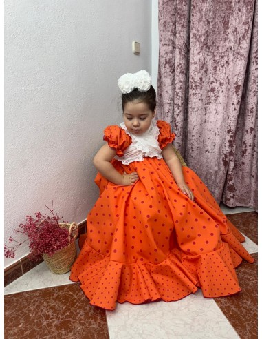 Vestido Flamenca Modelo Idalia Naranja