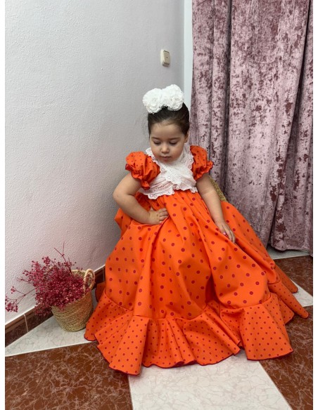 Vestido Flamenca Modelo Idalia Naranja