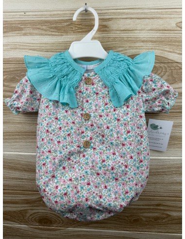 Pelele Flores Cuello Plumeti Verde Agua 27100