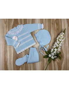 Conjunto Hilo AF9805 Celeste/Blanco