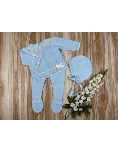 Conjunto Hilo AF9807 Celeste/Crudo Rayon