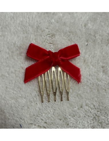 Peinecillo Lazo Rojo Terciopelo