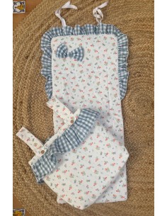 Colchoneta + Bolso Peces  Volante Vichy Azul