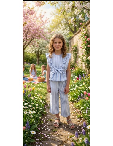 Conjunto Niña Rayas Azul