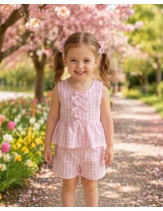 Conjunto Niña Vichy Rosa