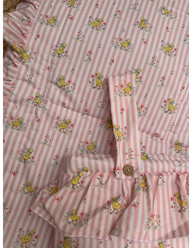 Colchoneta + Bolso Patitos Rayas Rosa