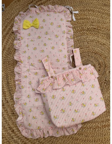 Colchoneta + Bolso Patitos Rayas Rosa