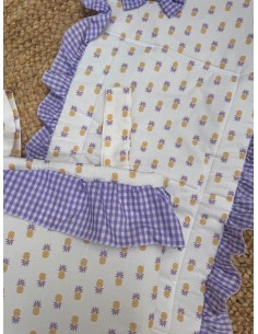 Colchoneta + Bolso Piña Volante Vichy Lila