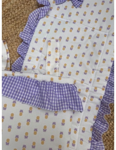 Colchoneta + Bolso Piña Volante Vichy Lila