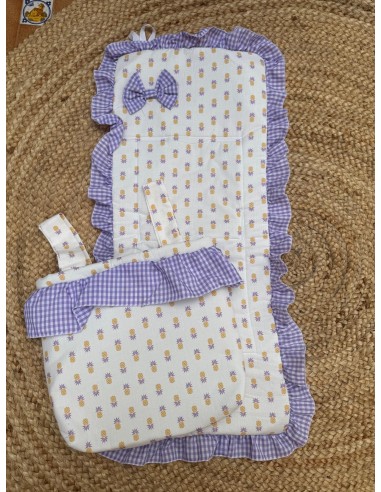 Colchoneta + Bolso Piña Volante Vichy Lila
