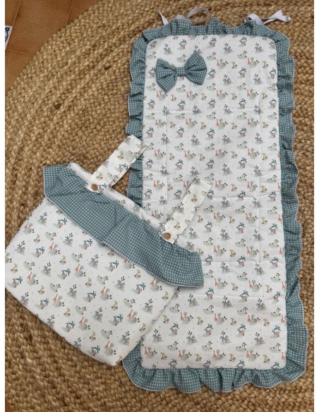 Colchoneta + Bolso Selva Volante Vichy Verde