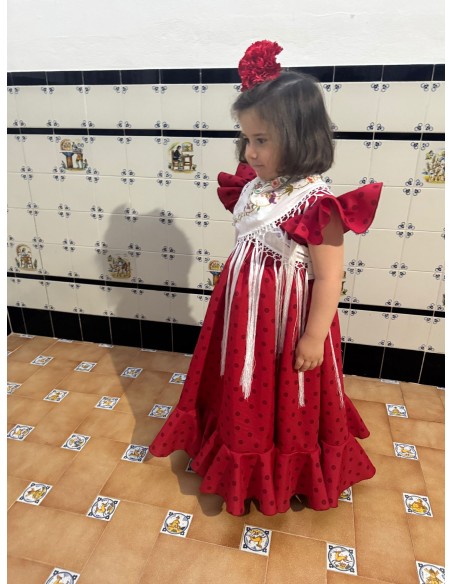 Vestido Flamenca Idalia Rojo Lunar