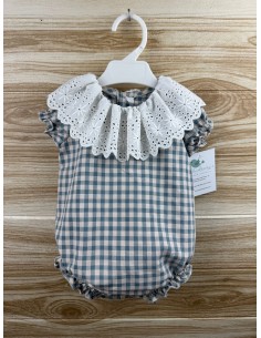 Pelele Vichy Verde Empolvado Beige 27172 2