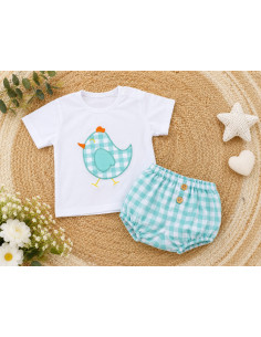 Conjunto Braguita Niño Pollito Vichy Verde 10543