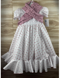 Vestido Flamenca Idalia Blanco Lunar Maquillaje