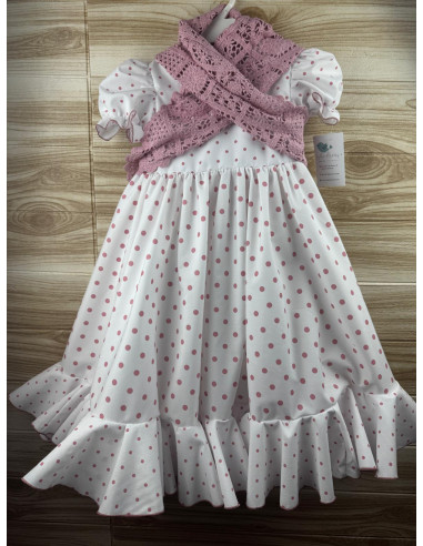 Vestido Flamenca Idalia Blanco Lunar Maquillaje