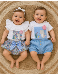 Conjunto Falda Braguita Niña Oso Globo 10838
