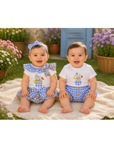 Conjunto Braguita Niño Conejo Flores10832