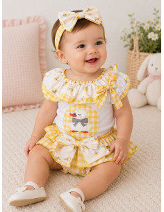 Conjunto Falda Braguita Patito Amarillo Vichy 10811