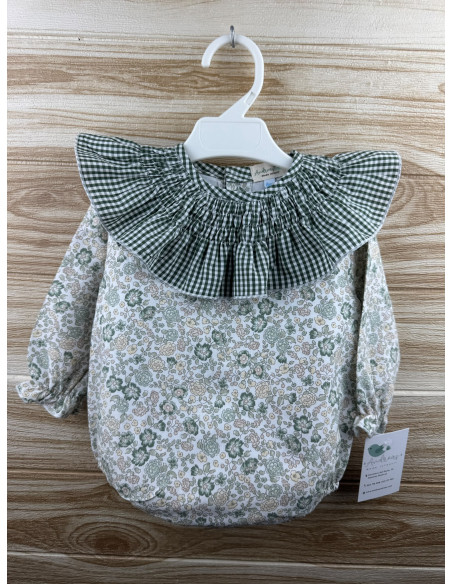Pelele Flor Cuello Vichy Verde 27199