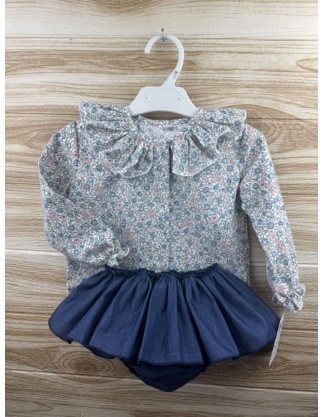 Conjunto Falda Braguitas Camisa Cuello 27201