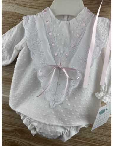 Conjunto Plumeti Blanco Lazo Rosa 27203