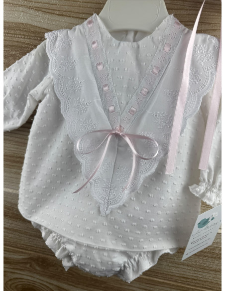 Conjunto Plumeti Blanco Lazo Rosa 27203