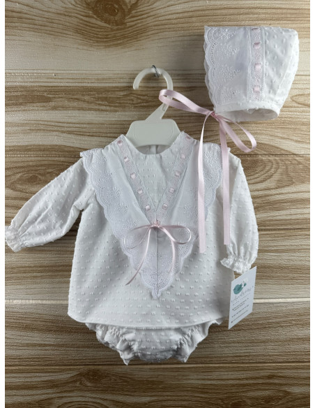 Conjunto Plumeti Blanco Lazo Rosa 27203