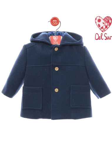 Trenca Bebe Capucha "Paño" Del Sur Art.3994 Azul