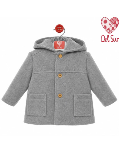 Trenca Bebe Capucha "Paño" Del Sur Art.3994 Gris