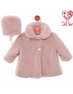 Abrigo Bebe Pelo Capota Del Sur Art.3991C Rosa Empolvado