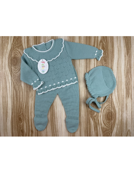 Conjunto Lana 9900 Verde Manzana/Blanco