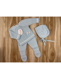 Conjunto Lana 9910 Celeste/Blanco