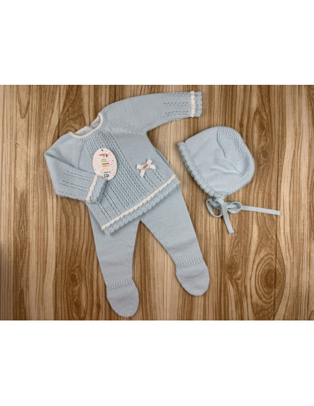Conjunto Lana 9910 Celeste/Blanco