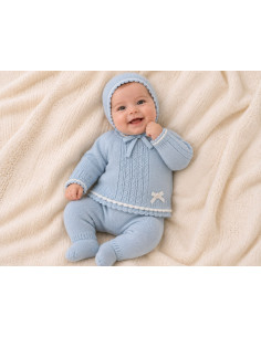 Conjunto Lana 9910 Celeste/Blanco