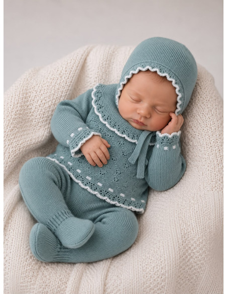 Conjunto Lana 9900 Verde Manzana/Blanco