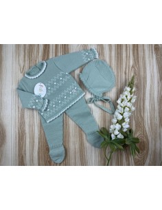 Conjunto Lana AF9903 Verde Empolvado/Blanco
