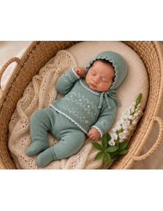 Conjunto Lana AF9903 Verde Empolvado/Blanco