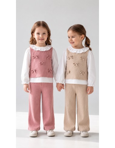 Conjunto Niña Chalequillo Lazos Pana Maquillaje