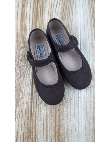 Zapato 855/Boton Suede Mor (Chocolate)